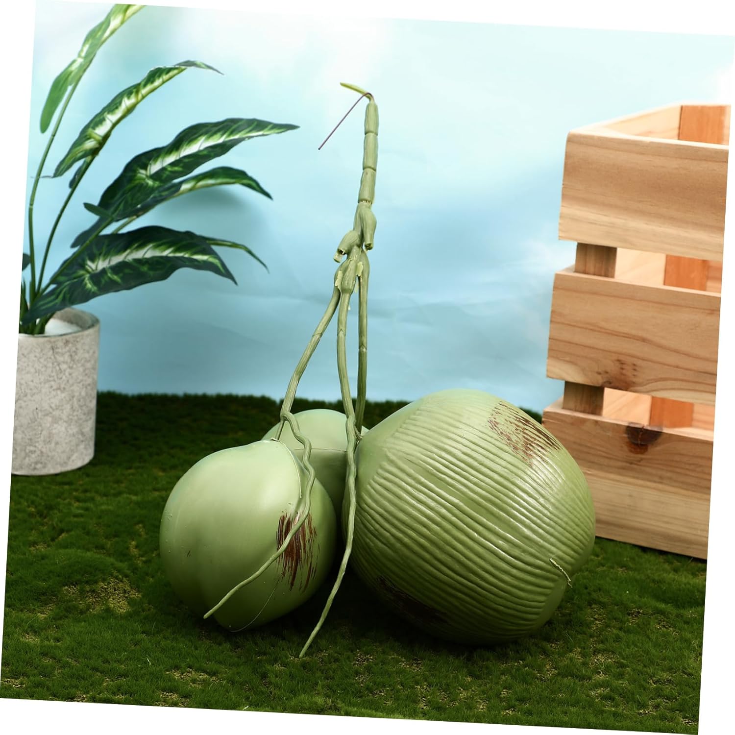 Cabilock 1 Bunch Simulation Coconut Artificial Decoration Lightweight Tropical Party Props for Farmhouse Home Decor Creative Fake Fruit Ornaments Lifelike Pack