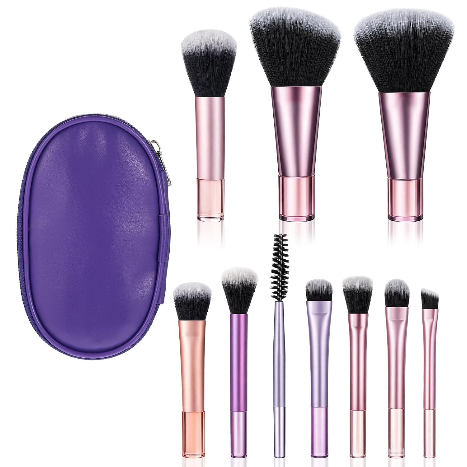 10 Pcs Mini Travel Makeup Brush Set with Pouch,Portable Travel Brush