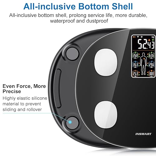 Miniatura 4 de INSMART Báscula inteligente para peso corporal, pantalla LCD todo en uno, báscula de peso de baño, báscula de grasa corporal, báscula de pesaje