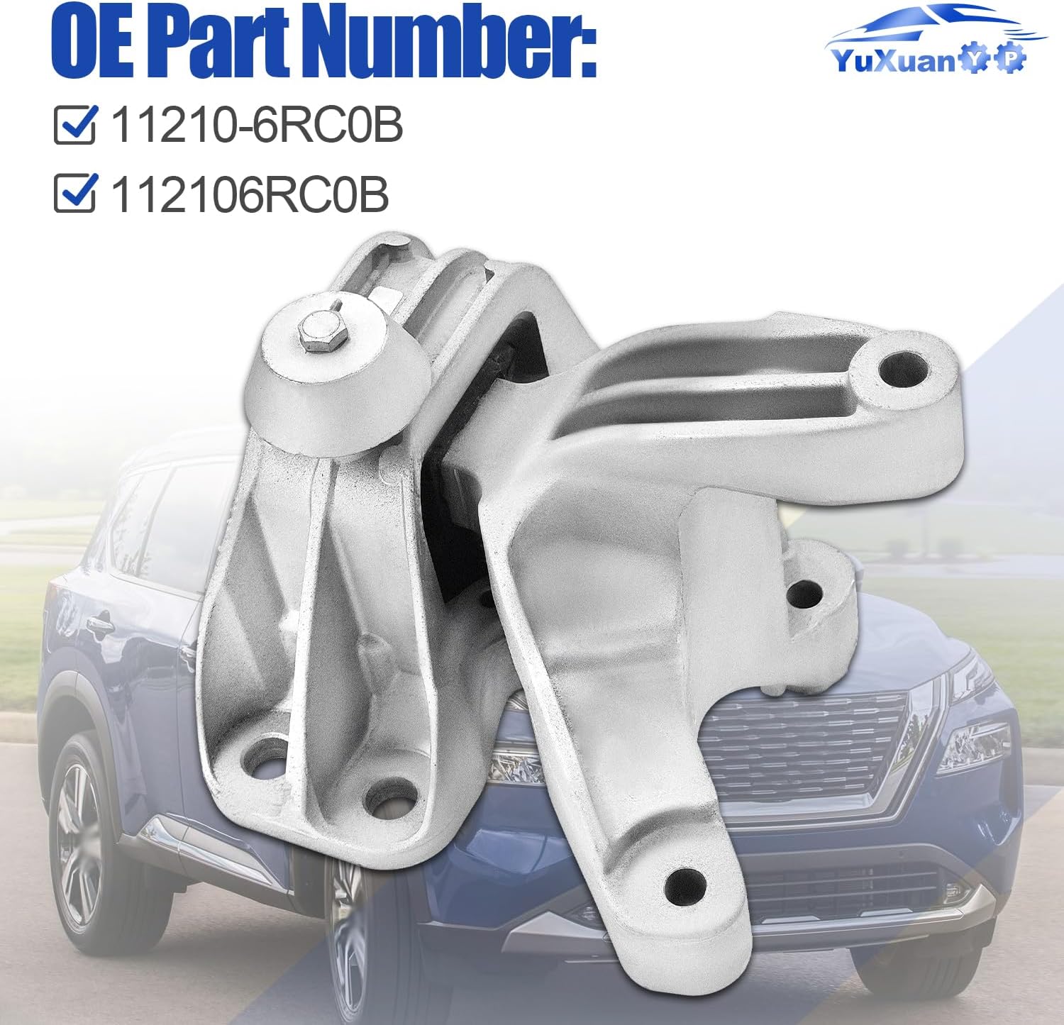 112106RC0B Engine Mount Right Fits for 2021-2024 Nissan Rogue Platinum S SL SV 1.5L L3 Gas# 11210-6RC0B