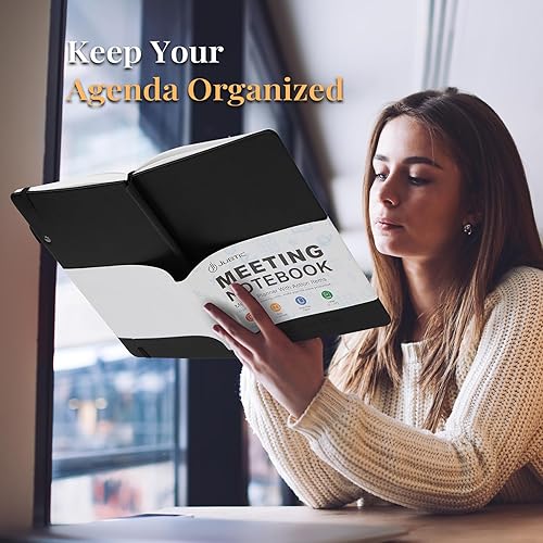 Miniatura 6 de JUBTIC Cuaderno de reuniones para el trabajo con artículos de acción, planificador de proyectos de oficina y negocios para tomar notas, agenda de