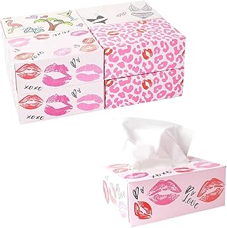 Sparkle and Bash Facial Tissue Box Set for Bachelorette Party Favor - 8-Pack, 3-Ply, 100 Sheets Each, Pink Designs