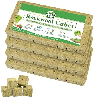 Halatool 1" Rockwool Cubes, 4Sheets of 200 Rock Wool Seed Starter Plugs