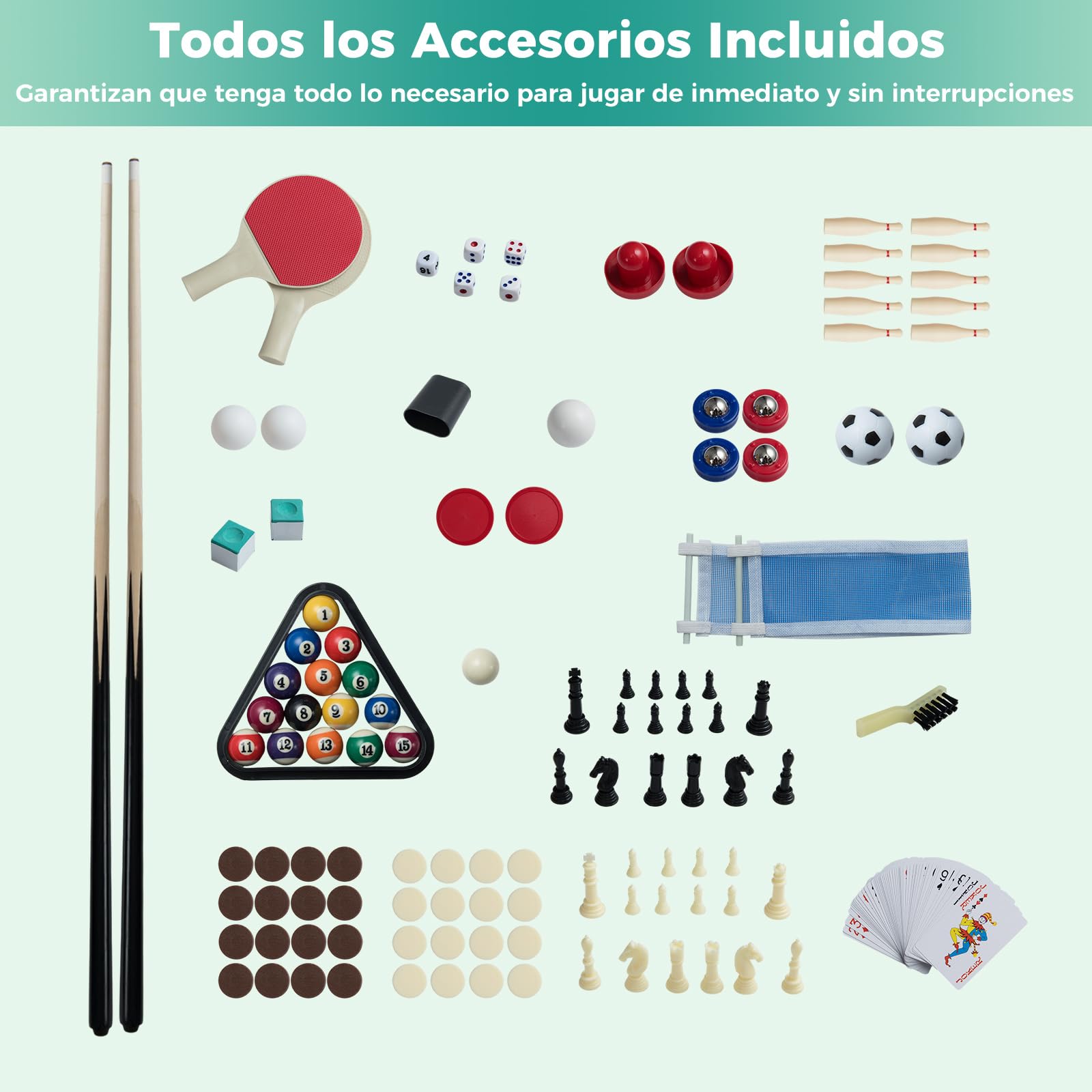COSTWAY 10 en 1 Mesa de Multijuegos, Futbolín, Hockey de Aire, Billar, Ping Pong