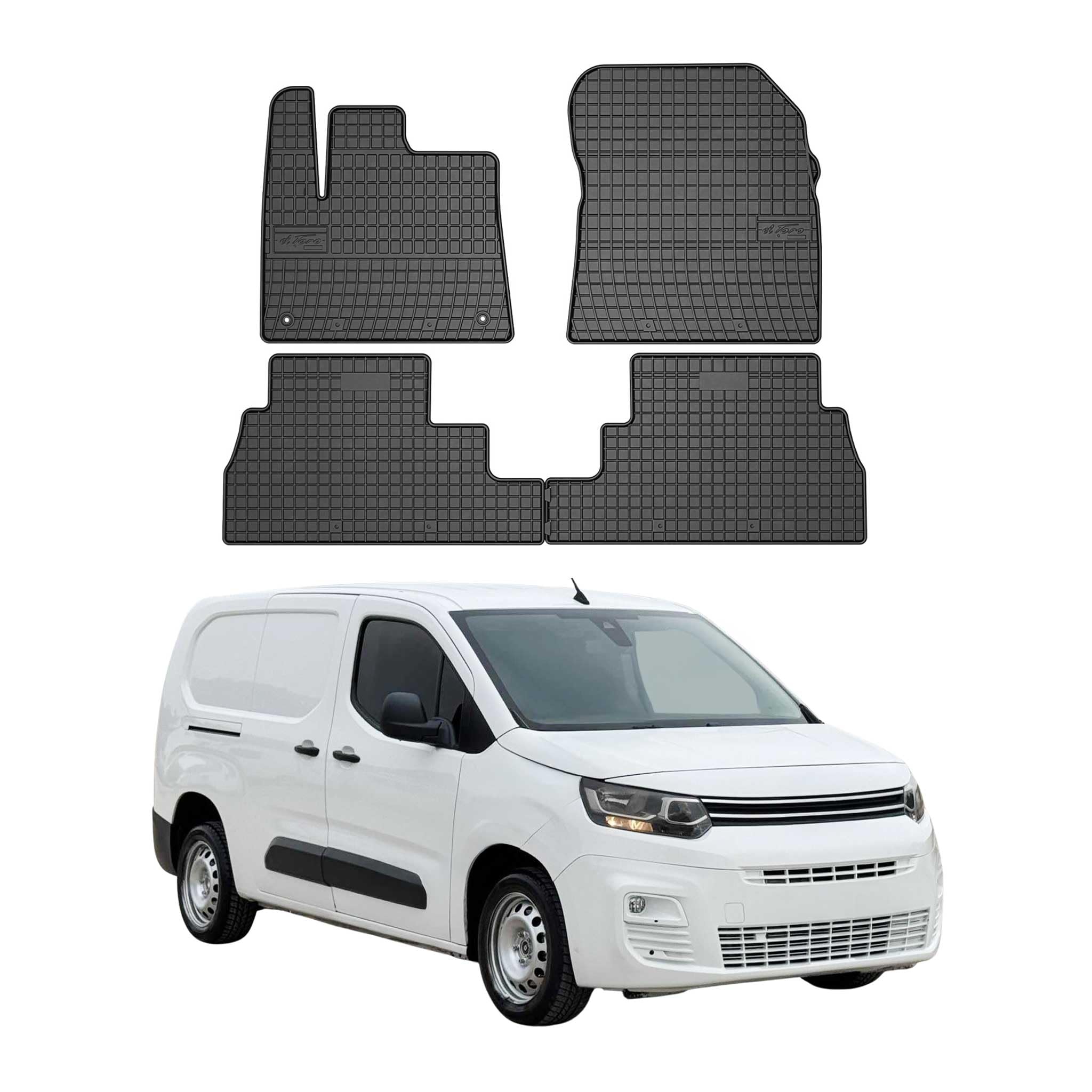 OMAC Alfombrillas de Goma Compatibles con Peugeot Partner 2018-2026 Alfombrillas de Coche Goma Negro 4tlg