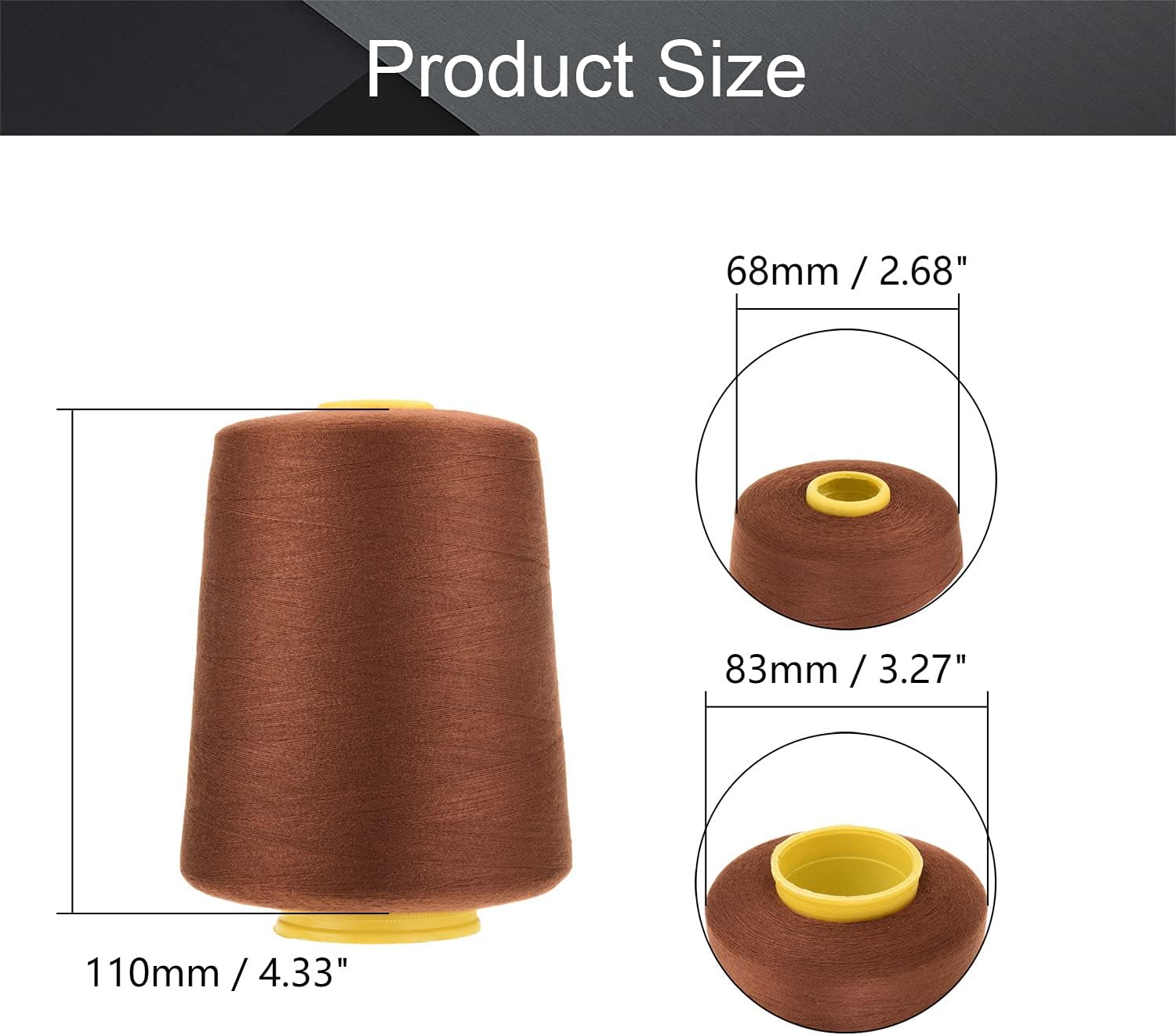Othmro 2Pcs Polyester Sewing Thread 402 Serger Machine Thread 8000 Yards Each Spools Embroidery Thread Connecting Serger Thread for DIY Sewing Machine and Hand Repair Works Chestnut 488