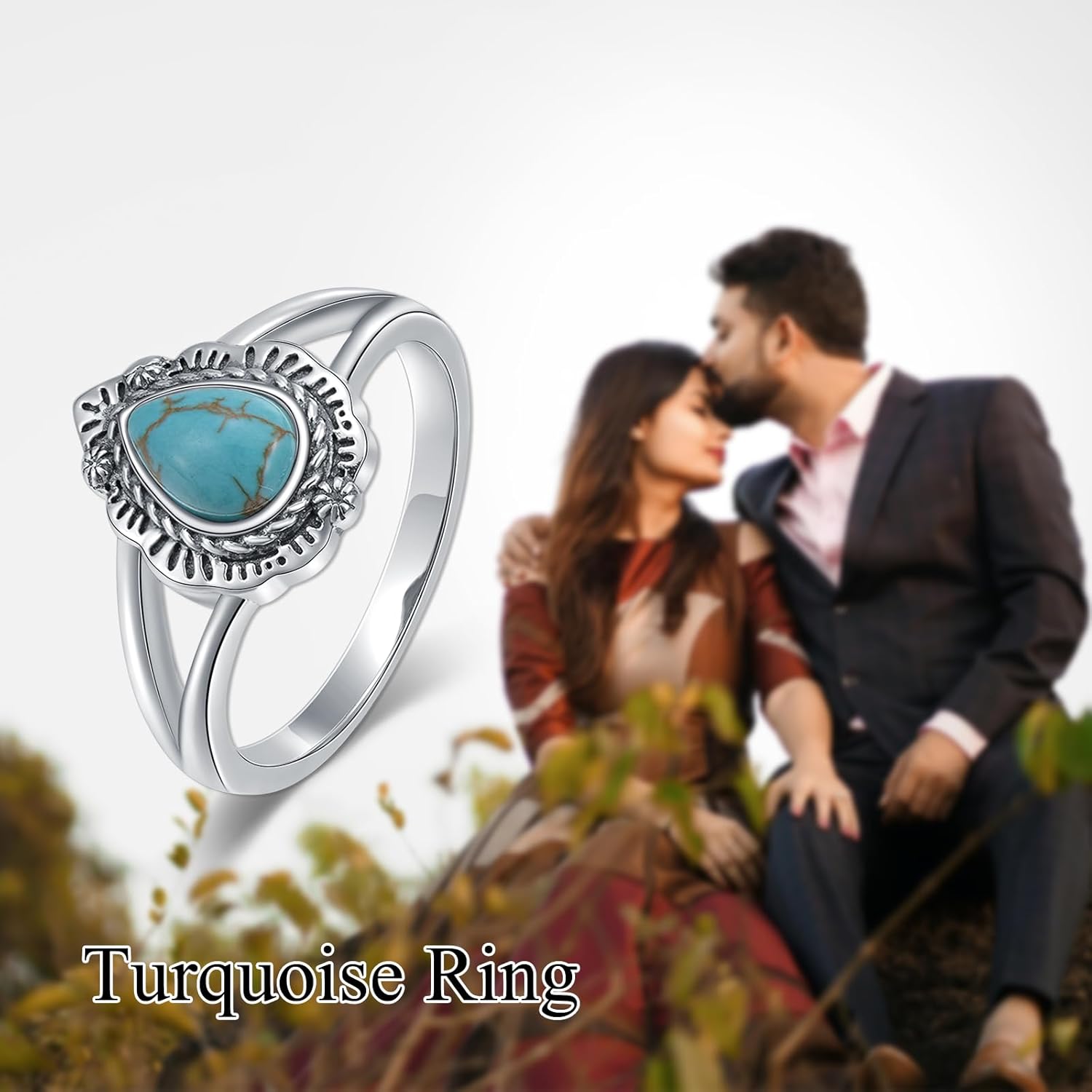 Real Turquoise Rings 925 Sterling Silver Real Turquoise Gemstone Ring Vintage Southwestern Jewelry for Women - Image 6