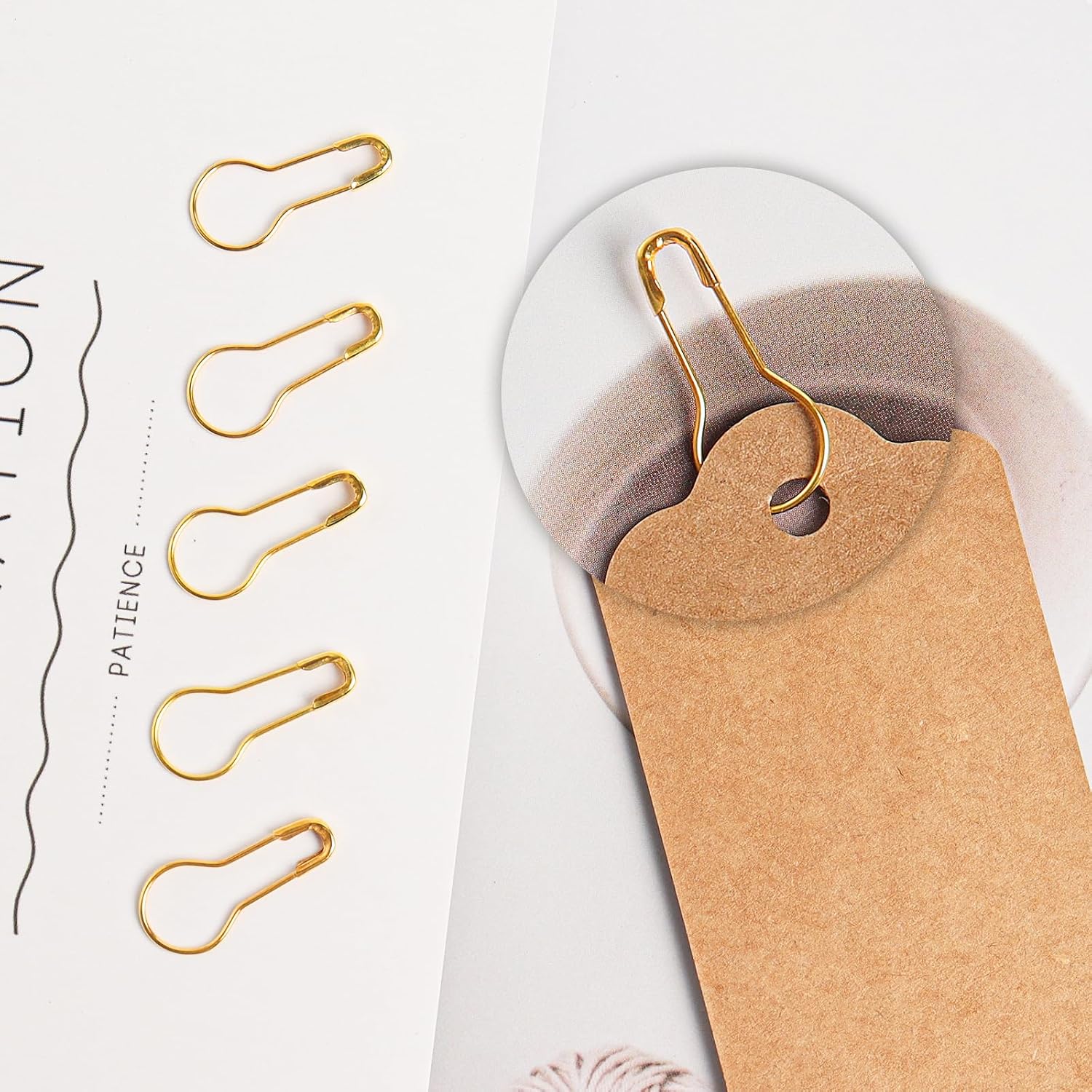 2000 Pieces 22mm/0.87 Inch Gold Safety Pins Small Metal Gourd Pins Bulb Pin Clothing Tag Pins Calabash Pin for DIY Craft, Home Accessories