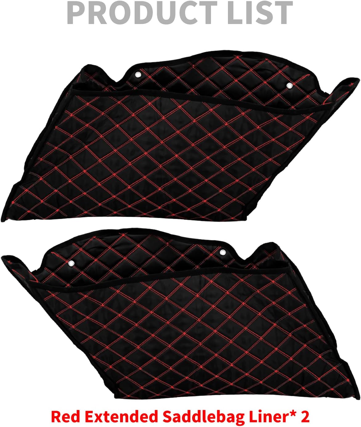 Saddlebag Liners for 4 Inch Extended Saddlebags Fit for Harley Touring Street Glide FLHX Road King FLHR Road Glide FLTR Electra Glide FLHT 2014-2023 Red Stitching