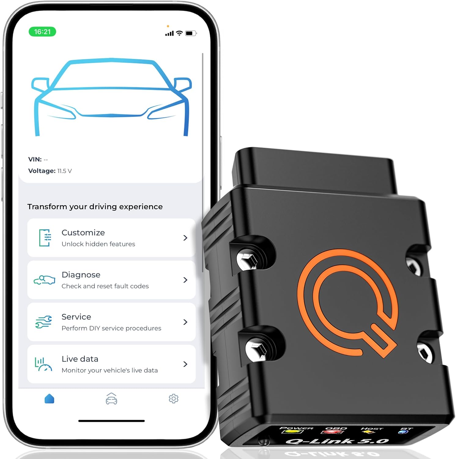 5.0 Pro OBD2 Scanner Bluetooth Diagnostic Tool for Android and iPhone - Car Engine Fault Code Reader + Case for Free!