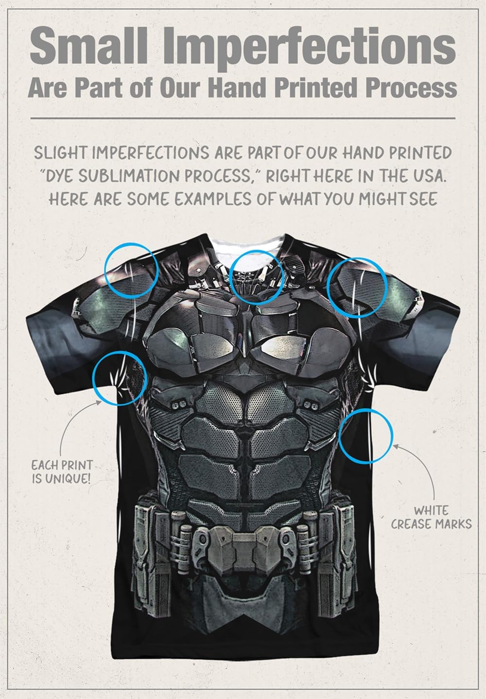 Popfunk Batman Arkham Knight Uniform (Front/Back Print) 100% Polyester Adult Sublimated Costume T Shirt for Men & Women