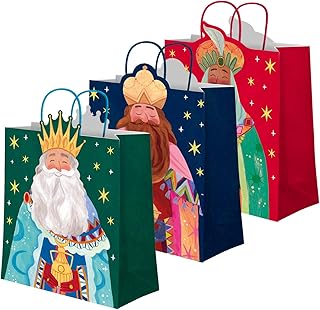OH YEAH - 3 Bolsas Regalo Reyes Magos - 26 x 10 x 32 cm - 3 Diseños Variados - Regalo para Navidad - Bolsas para Regalos Temático Reyes Magos - Detalles Personalizados - REGALO ÚNICO