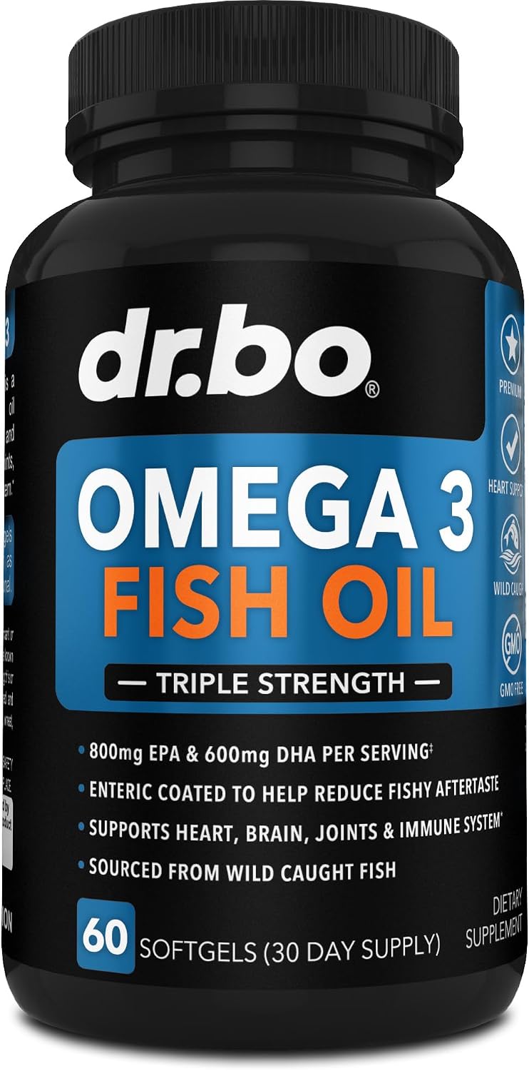 Omega 3 Fish Oil Supplements - Triple Strength Fish Oil Omega 3 Supplements 2000mg EPA DHA Women Men - Triple Strength Natural Omega3 Supplement 2000mg EPA DHA Fatty Acids 1000mg Burpless 60 Softgels