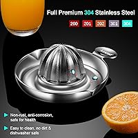 Vista 2 de Lemon Squeezer Stainless Steel, Heavy Duty Hand Manual Citrus Juicer, Premium Orange Lime Fruit Squeezer, Robust Reamer Rotation 2 Pour Spout 200ML