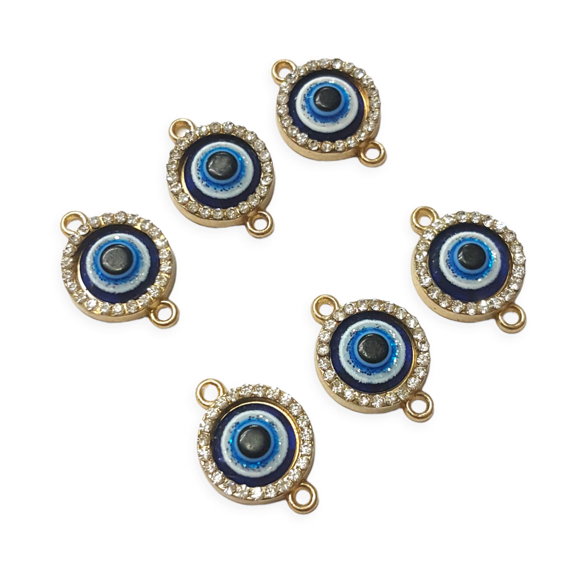 Jaipri Navy Blue Evil Eye Charms, Connectors, Findings for DIY Necklace Bracelet Jewellery and Rakhi Making (20x14mm 6 PCS)-image-4