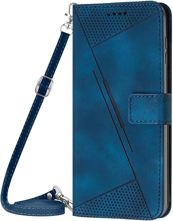for Honor Magic 6 Lite Case Wallet Black with Lanyard, Honor Magic 6 Lite Phone Case Leather with Card Holder Shockproof Flip Cover Durable Blue 2