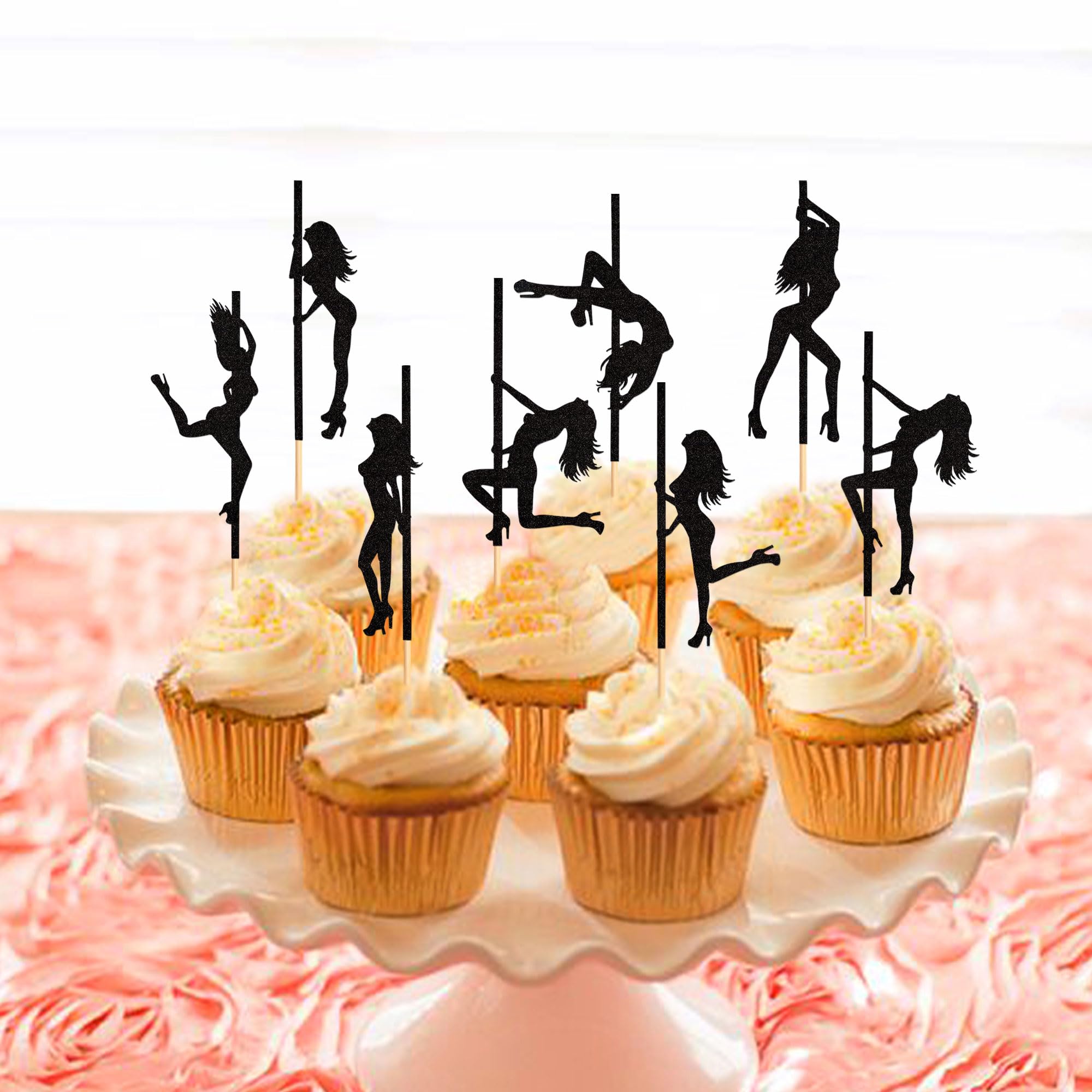 Blumomon 25 Pezzi Glitterati per Cupcake da Ragazza, Decorazione Rosa per Ginnastica, Sport, Tema, Torte, Compleanni e Feste