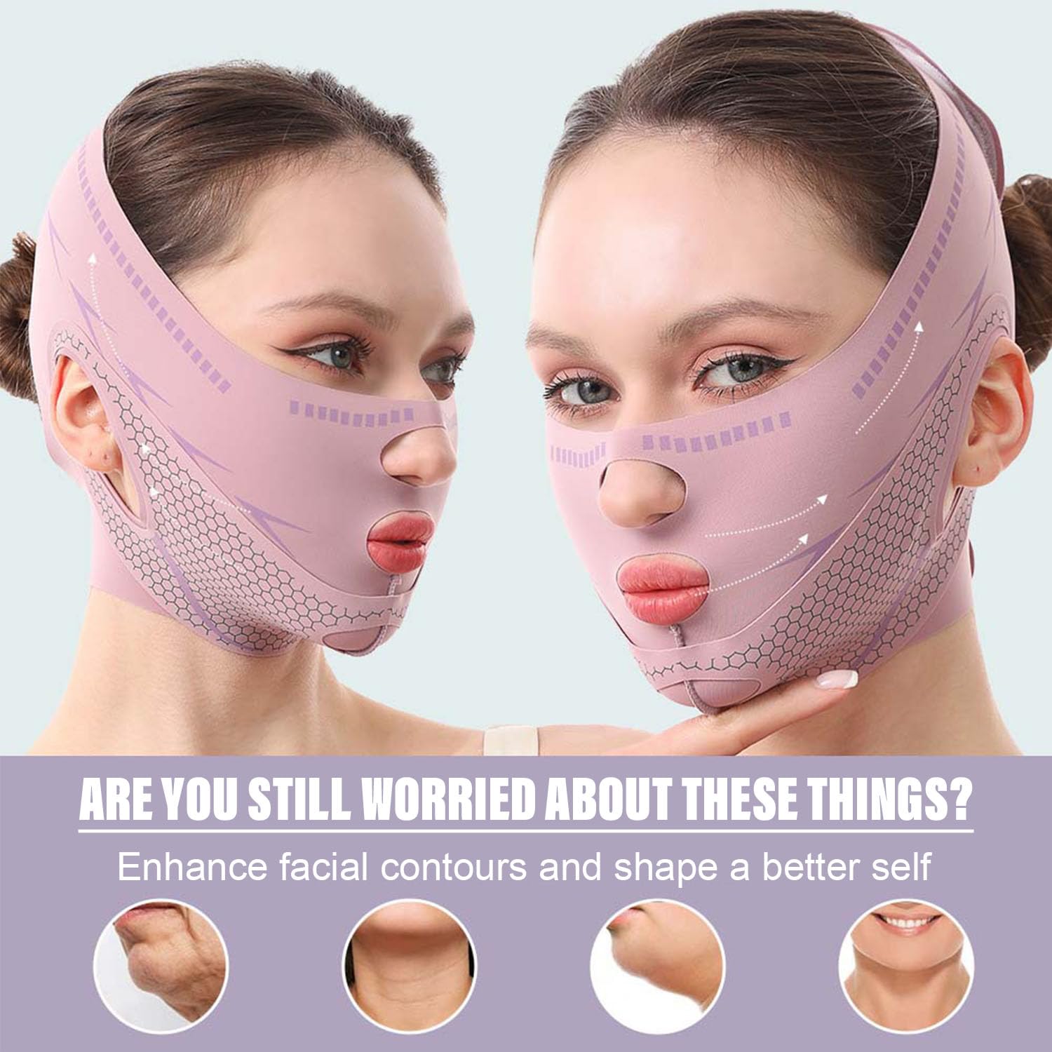 Chin Strap For Sleeping Face Lift, Double Chin Reducer, Reusable 3D V Line Lifting Mask, Graphene Breathable Lce Silk Face Lift Mask for Double Chin Reduction, Facial Contouring & Sagging Cheeks - Image 6