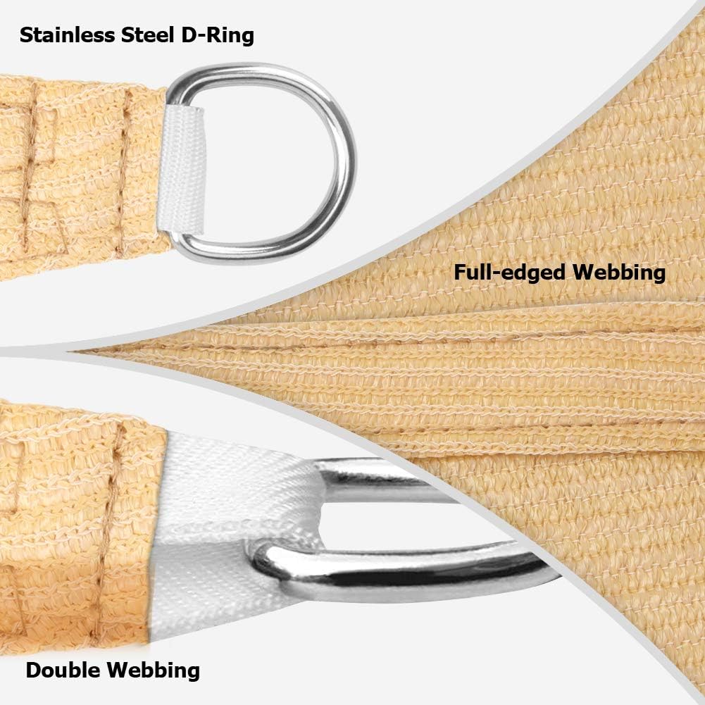 iCOVER 8'x12' Sun Shade Sail Canopy, 185GSM Fabric Permeable Pergolas Top Cover, for Outdoor Patio Lawn Garden Backyard Awning, Sand : Patio, Lawn & Garden