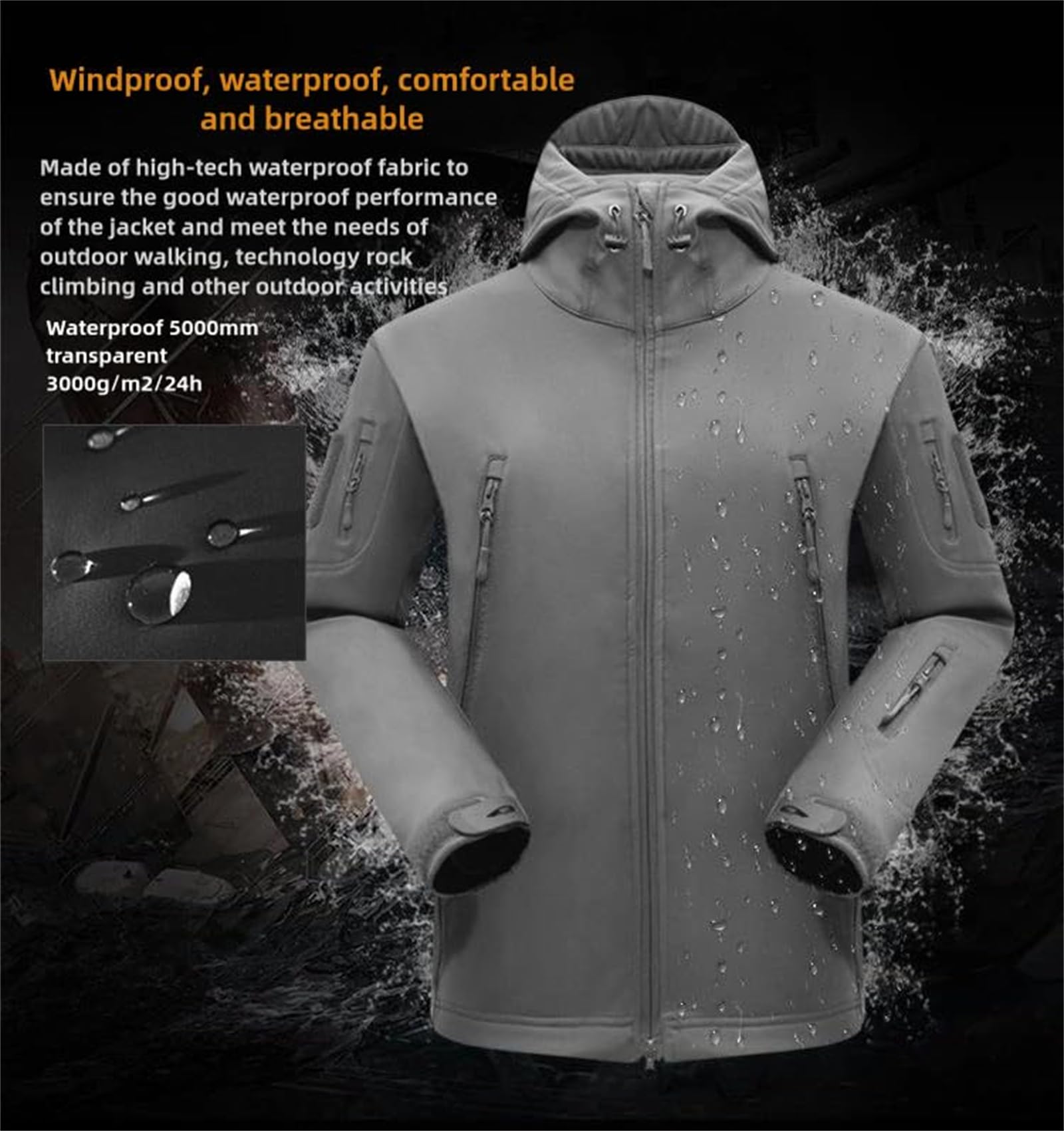 Conjunto de chaqueta y pantalones tácticos para hombre, forro polar de invierno, conjunto de dos piezas, esquí, impermeable, ropa militar de caza