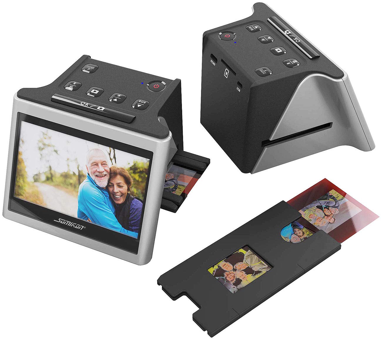 Somikon Film scanner - diaproiettore: Scanner per diapositive e negativi autonomo, Sensore da 14 megapixel, display a colori LCD da 12,5 cm (5") (scanner per negativi, foto e diapositive, fotocamera)