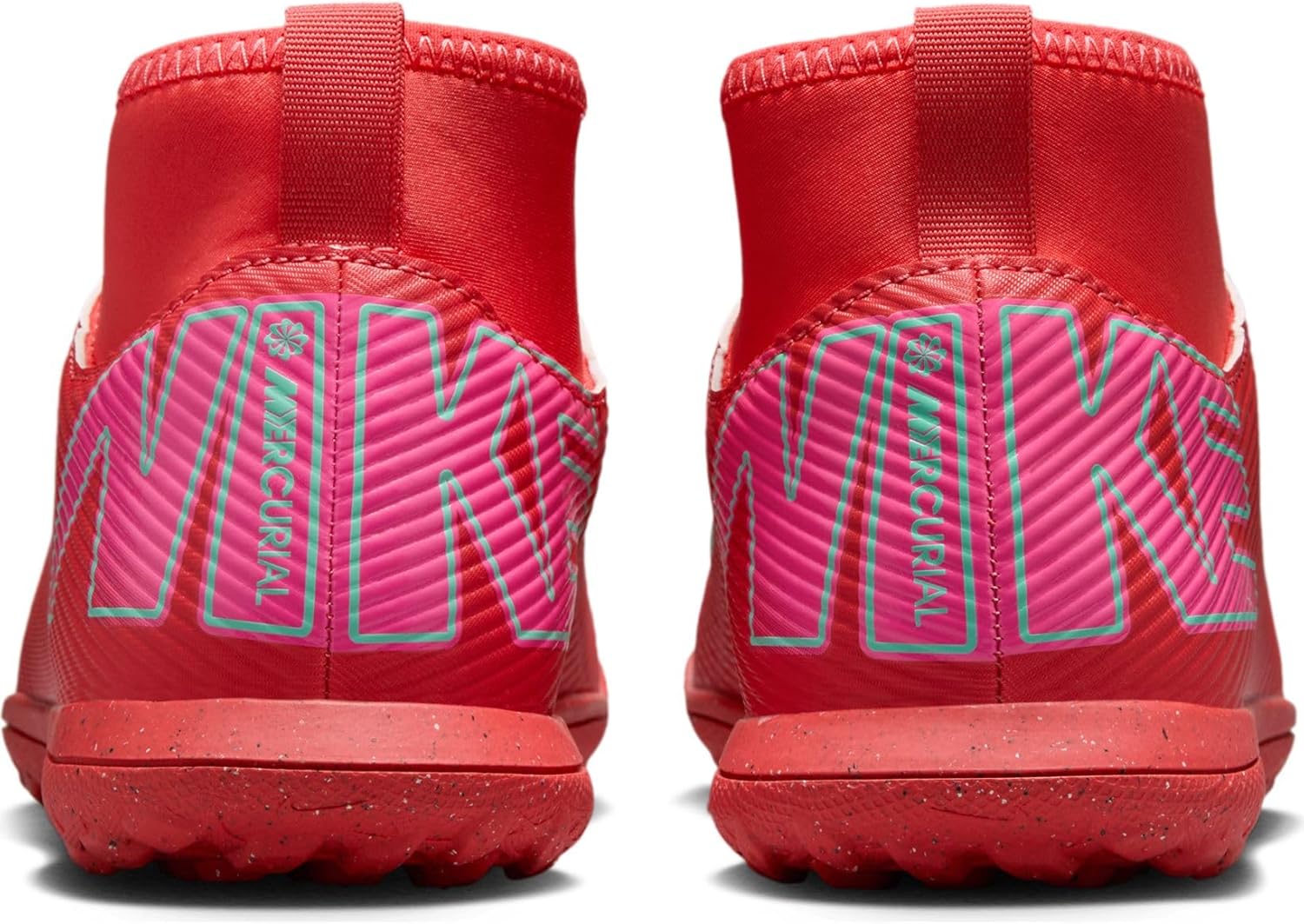 Nike Jr. Mercurial Superfly 10 Club Little/Big Kids' TF High-Top Soccer Shoes (FQ8313-800, Ember Glow/Aurora Green) Size 4.5