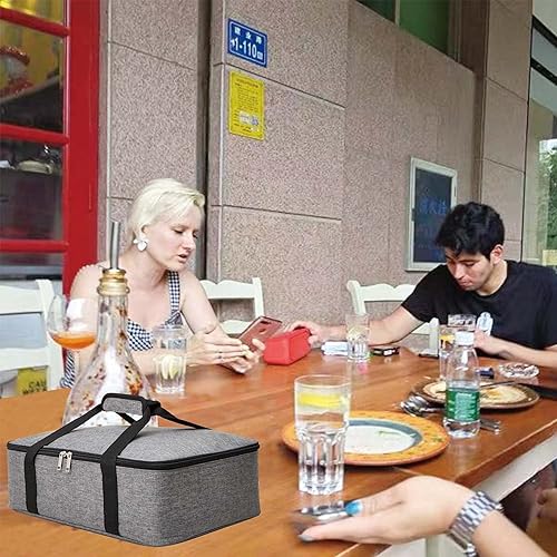 Miniatura 7 de Cazuela aislada para hornear lasaña de 9 x 13 pulgadas para transporte de alimentos calientes o fríos, bolsa portátil reutilizable para calentar el