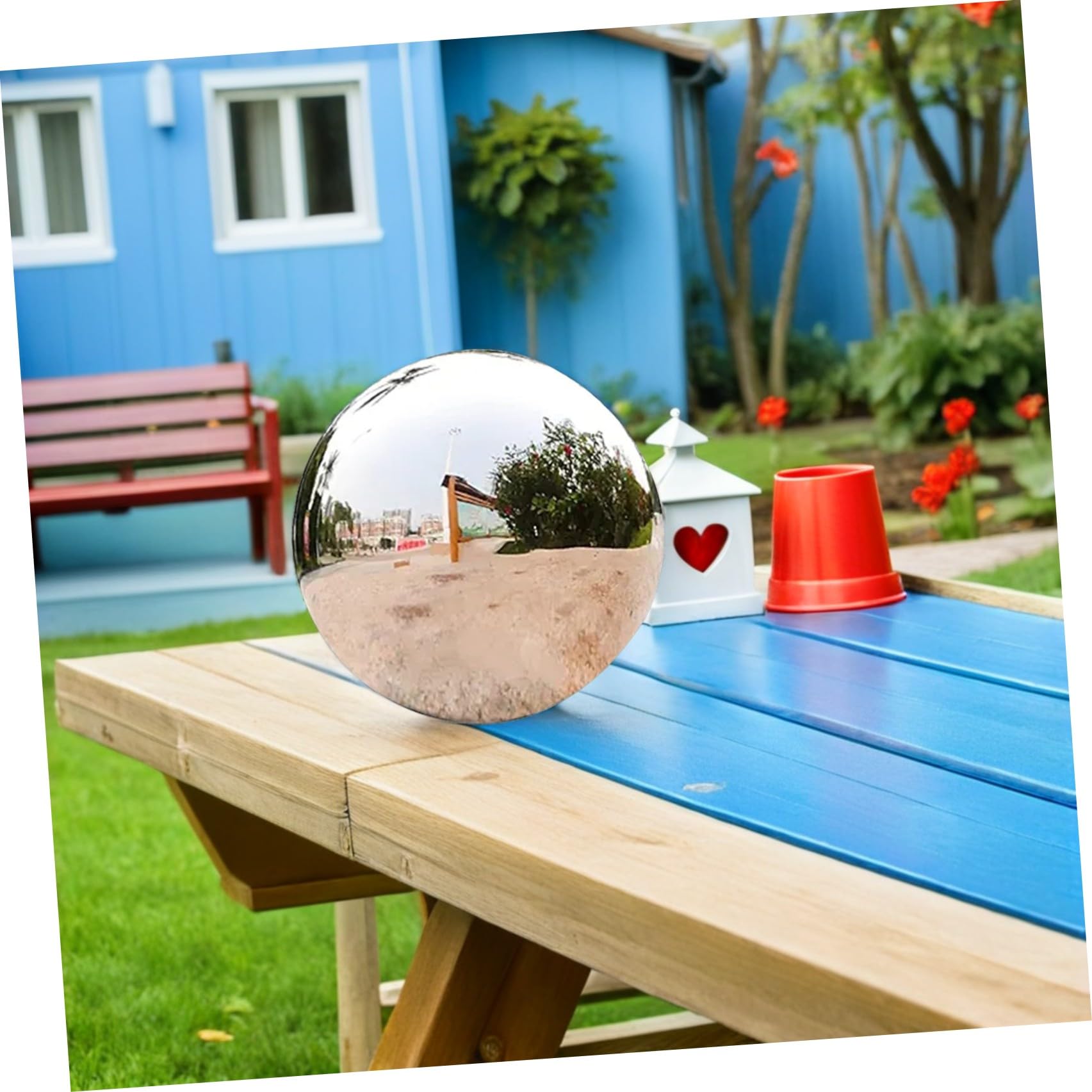 FOMIYES Palla Riflettente da Giardino in Acciaio 304 da 200Mm, Sfera a Specchio per Decorazioni Prato e Cortile, Utilizzabile in Ambienti Interni ed Esterni