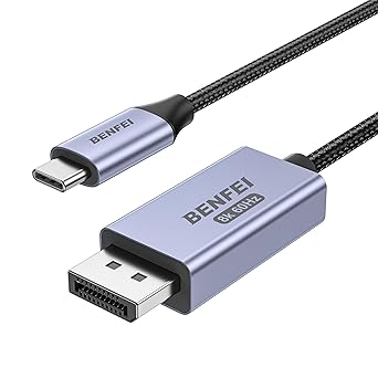 BENFEI Bidirectional USB C to DisplayPort 1.4 Cable 6FT, Support 8K@60Hz 4K@240Hz Thunderbolt 4 to DisplayPort Cable Grey - Not for Portable USB-C Monitor