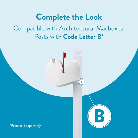 Architectural Mailboxes AdmiralTM Rust-Proof Aluminum Metal Post Mounted Mail Box for Outside, White, Large Curbside Mailbox, USPS Approved for Residential Delivery