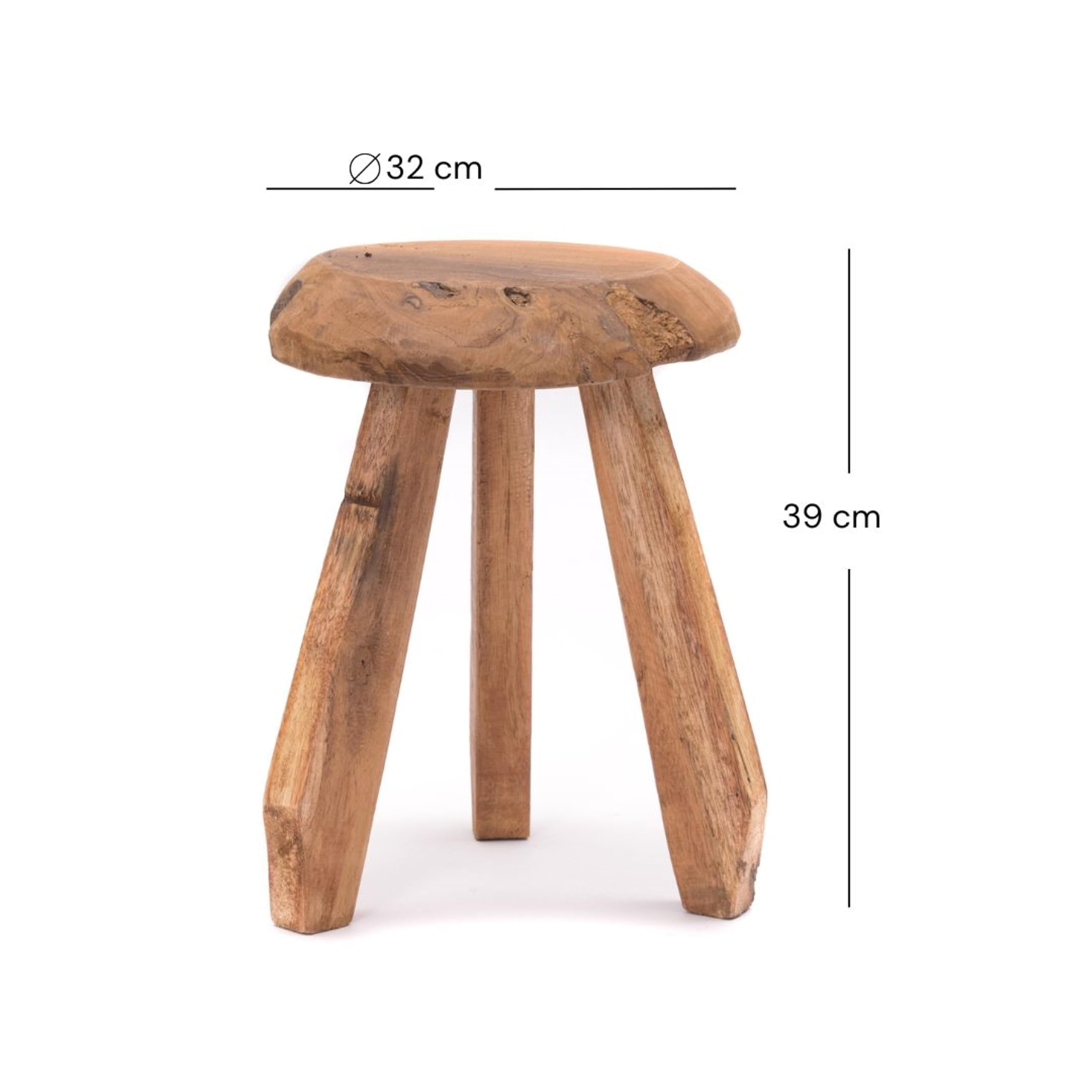 Rustico Sgabello Heidi | Legno di Mogano, 39 cm | Sgabello da mungitura in Legno, Sgabello per Fiori, Sgabello in Legno Naturale, Sgabello Laterale Rotondo
