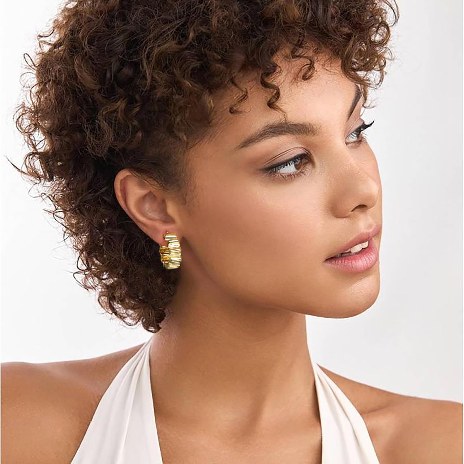 Chunky Gold Earrings for Women, Lightweight Large Gold Geometric Dangle Drop Stud Dupes Earrings, Hypoallergenic Big Statement Vintage Earrings, Trendy Jewelry Gift for Women image 3