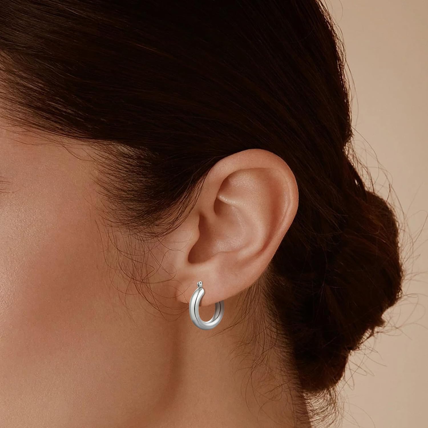 6 Pairs 14K Gold Plated Hoop Earrings for Women Trendy Chunky Lightweight Hoop Earrings Multipack Hypoallergenic, Thick Twisted Huggie Hoops Earring Set Jewelry for Gifts - Image 8