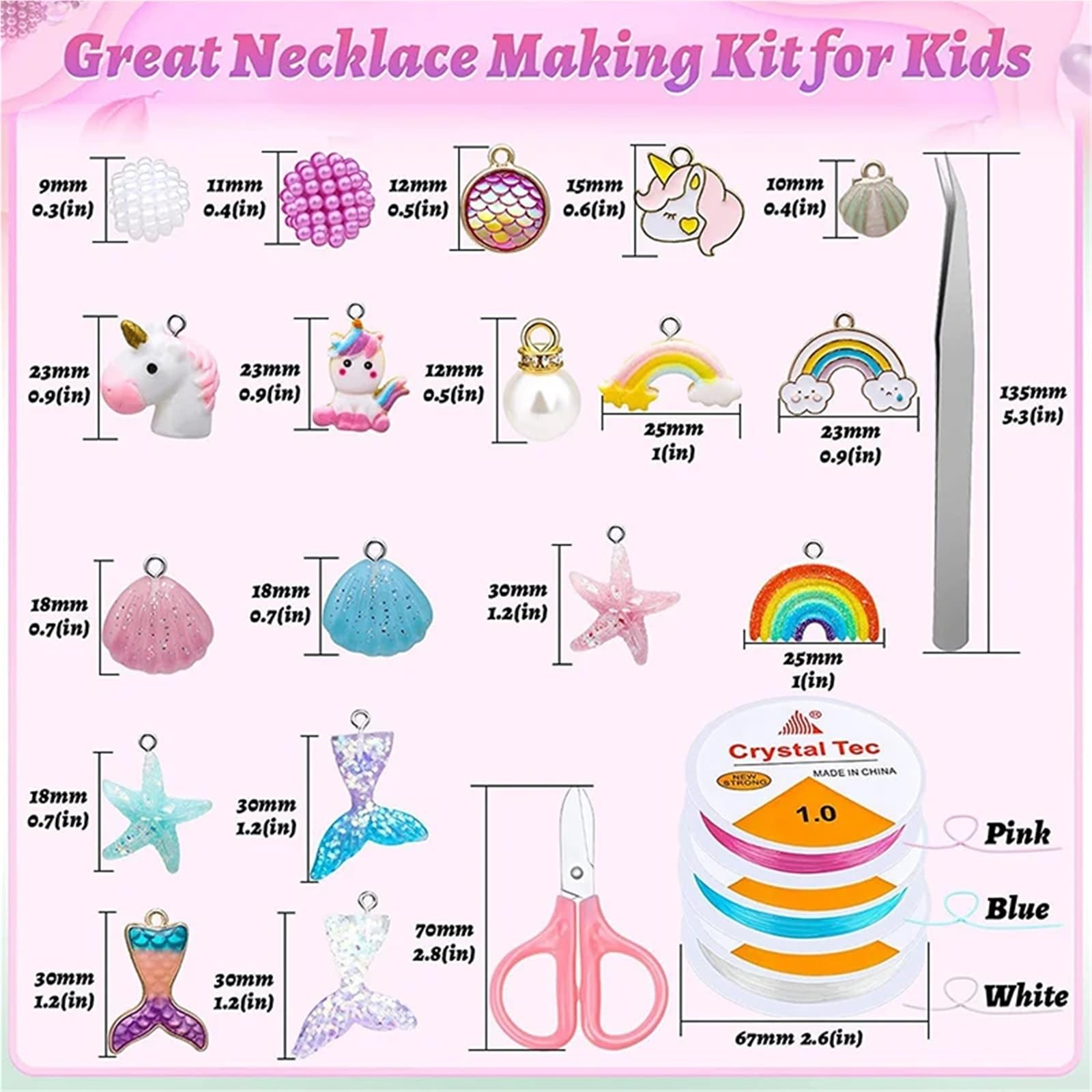 L6NqIAG Kit para Hacer Pulseras Kit de cuentas perlas arcoíris con degradado, kit for hacer pulseras, pendientes, collares, y bisutería(B 773pcs)