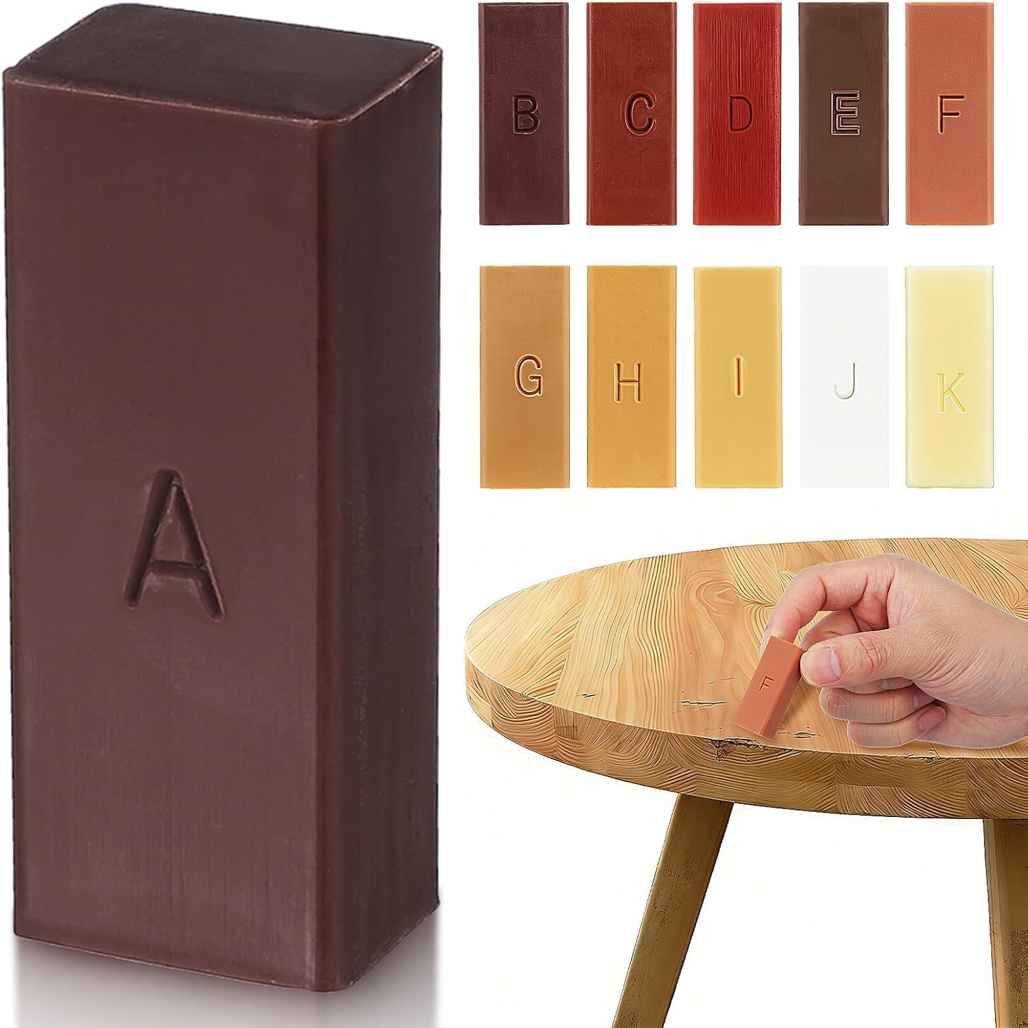 SOIMISS Wood Floor Scratch Remover Wax Blocks 11 Colors Wood Repair Kit for Hardwood Laminate Vinyl Floor Scratch Repair and Door Damage Restoration