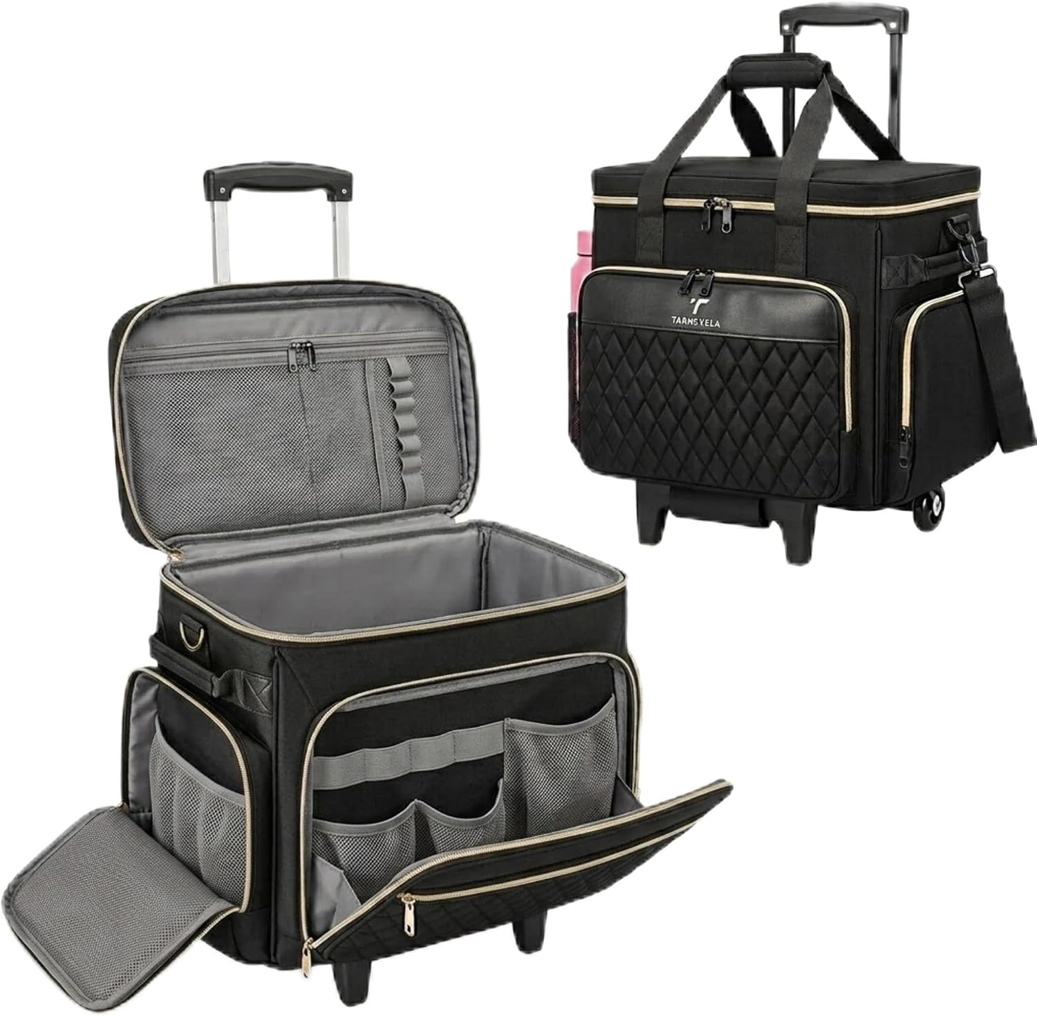 Rolling Teacher Bag with Wheels, 15.6 Inch Laptop Bag for Women