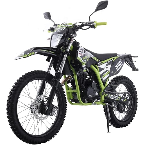 X-PRO Knight DLX 250 Dirt Bike Zongshen Brand Engine with All Lights and 5-Speed Manual Transmission, Electric/Kick Start! Big 21"/18" Wheels! (Green)