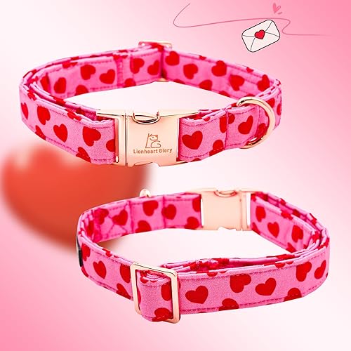 Miniatura 3 de Lionheart glory Collar para el día de San Valentín, collares de perro con corazones rojos para perros medianos y lindos, regalo para mascotas,