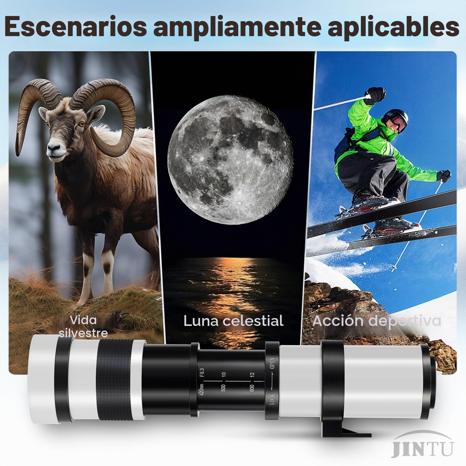 EF/F Teleobjetivo Lente JINTU 420-800mm F8.3 Objetiv EF Enfoque Manual para Canon Nikon D5300 D3400 d7200 d750 d3500 d7500 d5500 d3300 T8i T7 T7i T6 T6i 850D 750D 250D 200D 4000D 3000D 2000D 1500D