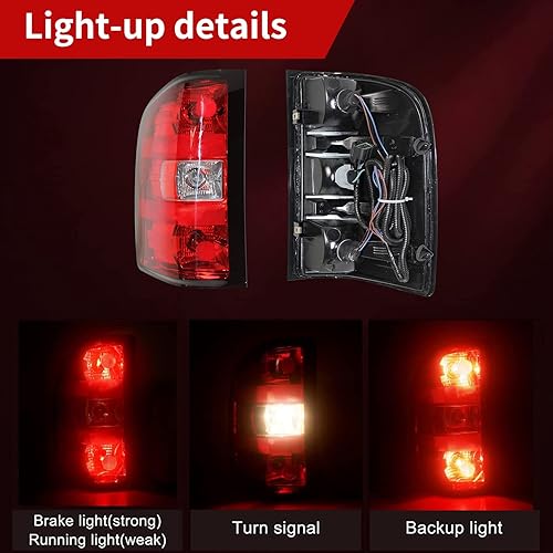 Miniatura 7 de TUZILLA Conjunto de luz trasera del lado del conductor para camioneta pickup Chevy Silverado estilo de fábrica 2007-2013 OE con bombillas y arnés de