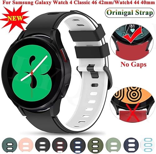 Miniatura 2 de GANYUU Correa de reloj inteligente oficial sin huecos de 0.787in para Samsung Galaxy Watch 4 Classic 46 1.654inWatch4 44 1.575in (color  2, tamaño