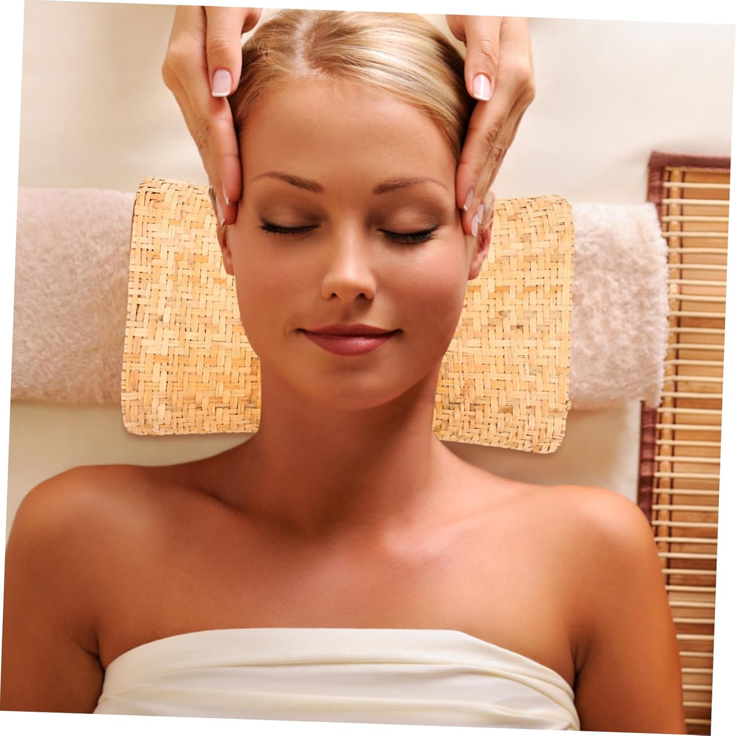 GALPADA Vietnamese Rattan Woven Pillow Breathable Cooling Headrest Washable Relaxing Cushion for Home Use Comfortable and Stylish Design for Napping and Resting