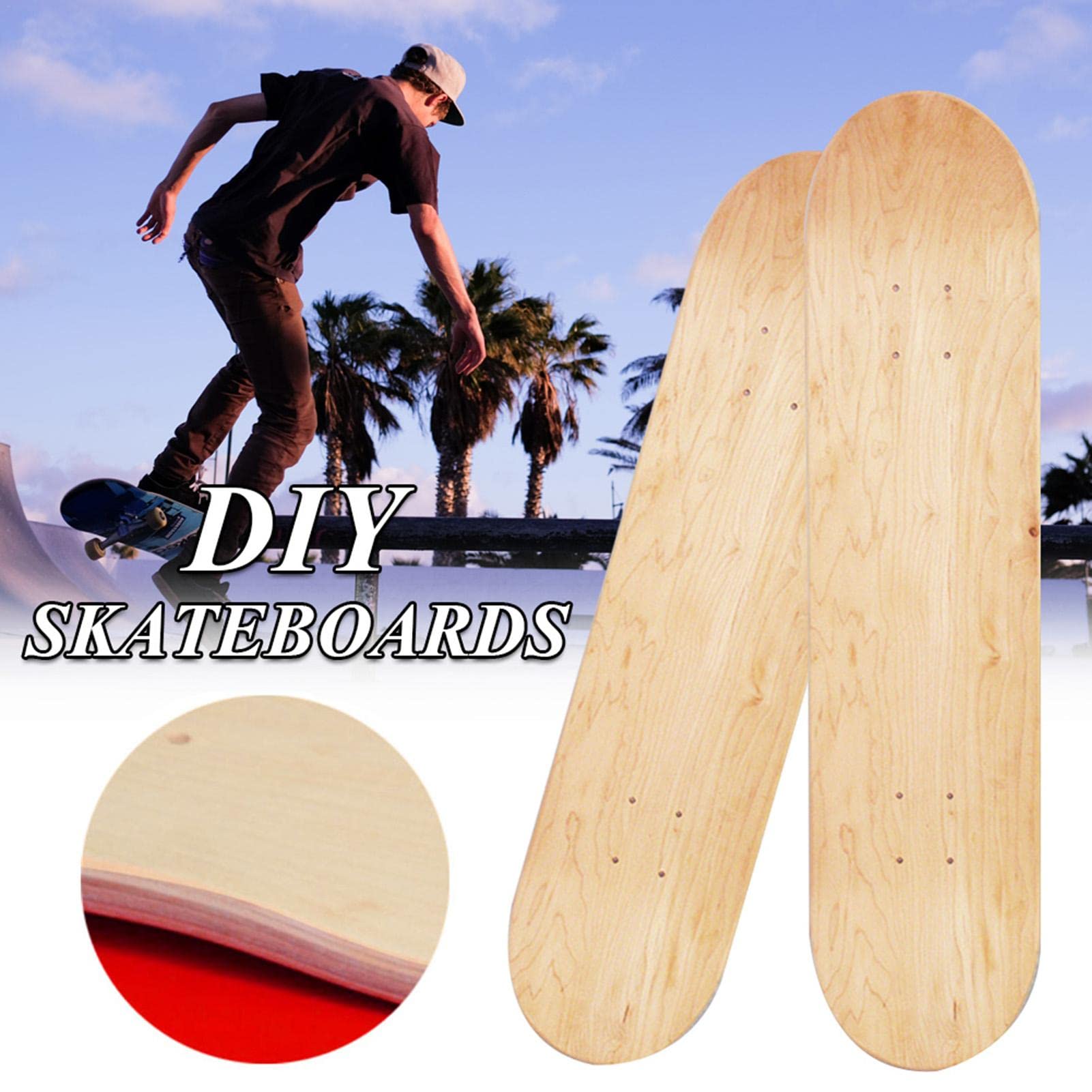 Maple Skateboard-Deck, , blanko, 8-lagiges langes Brett, natürliches konkaves Ahorn-Skate-Shift, einfarbiges Skateboard-Deck für Anfänger, Teenager, Erwachsene, 79 x 19 cm