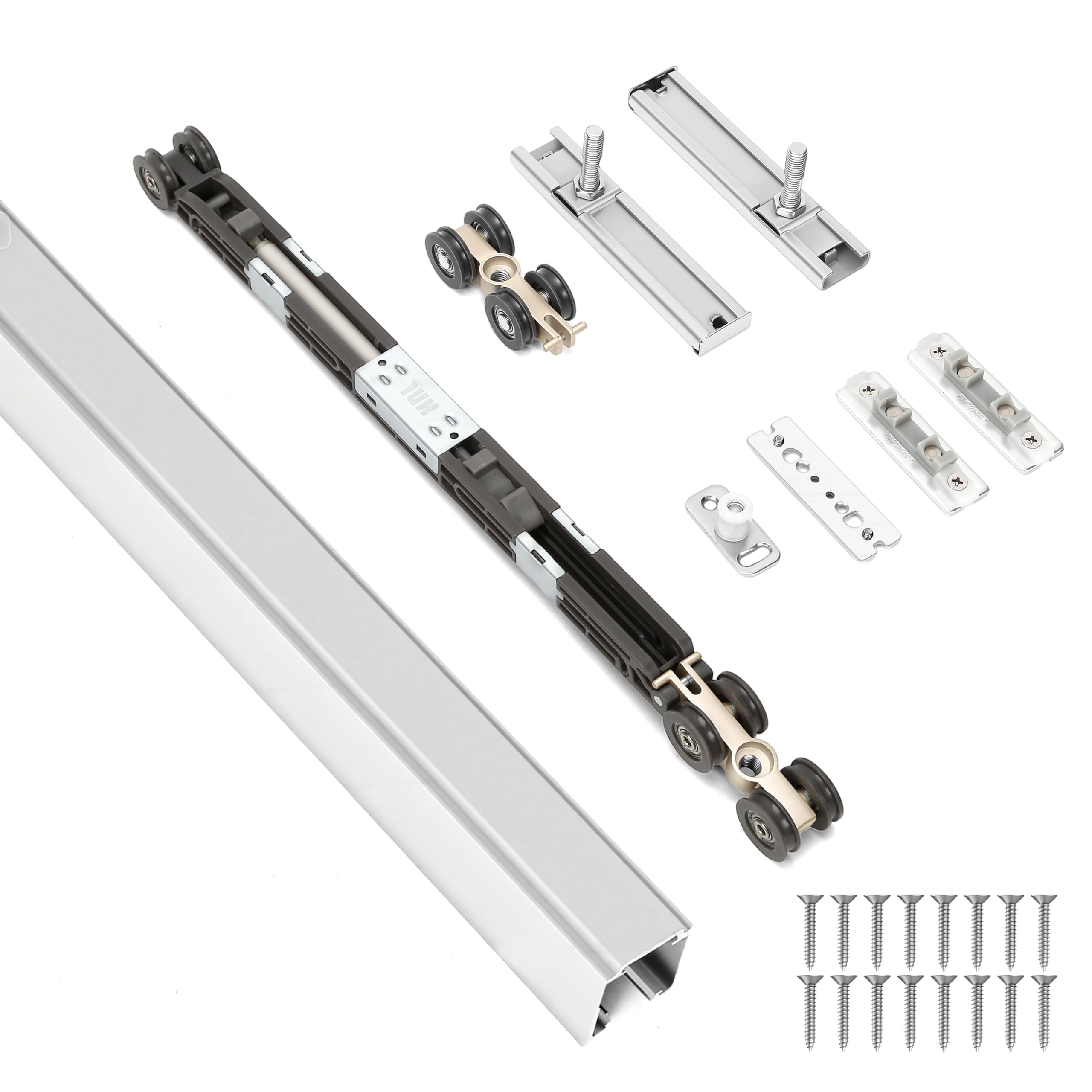 HBL' 1.8M/72Inch Pocket Door Hardware Kit with Soft Close Feature – Heavy-Duty Aluminum Track Set, Smooth Sliding & Easy Installation – Fits 23" to 36" Wide Single Doors, 72" Track Included.