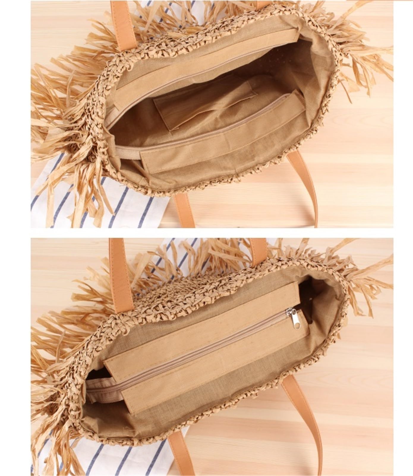 Bolso de Paja Bolso semicircular con borlas, Bolso Tejido de Paja para Mujer, Bolsos Hombro ratán Papel Pinchos, Informales Grandes, Playa Verano Mujer(Blue,Pink,Black)