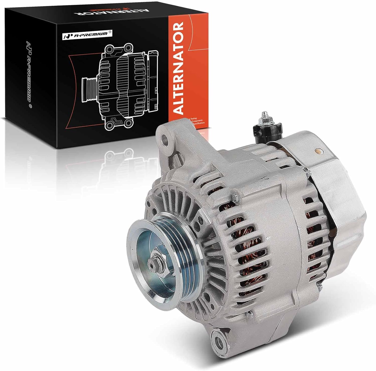 A-Premium Alternator Compatible with Honda Civic 1999-2000, Civic del Sol 1996-1997, 1.6L, 12V 80A 4-Groove Pulley Clockwise, Replace# 06311P2T003, 31100P2T003