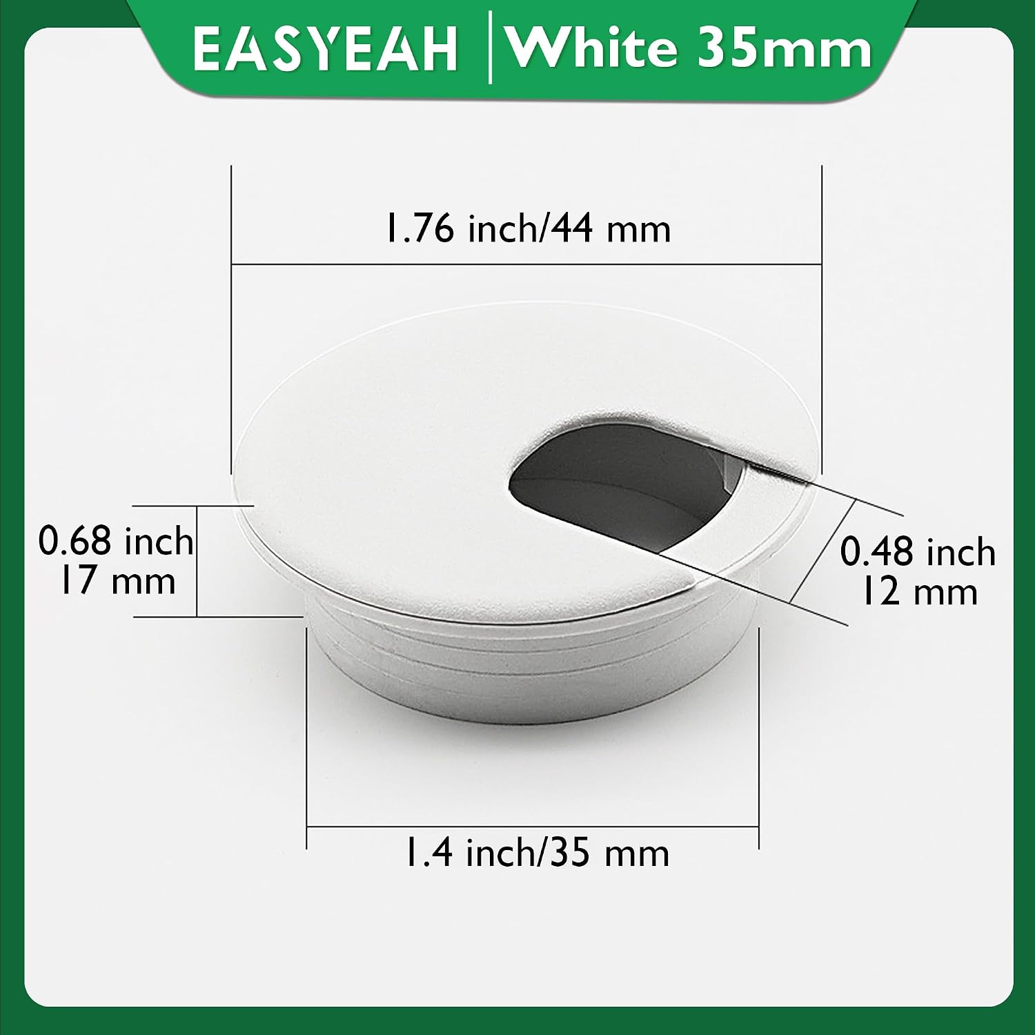 EASYEAH 2 Pcs Desk Grommet 1-3/8" / 35 mm, Desk Cord Hole Cover