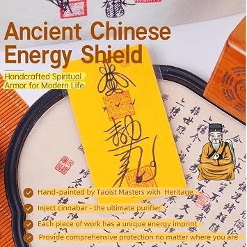 Chinese Feng Shui Talisman Amulets, Hand Drawn Traditional Symbols for Wealth, Health and Good Luck, Eastern Taoist Decor (Guidance Amulet)