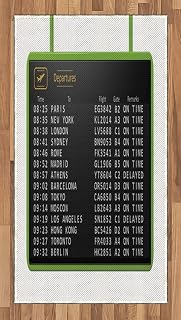 Ambesonne Airport Area Rug, Digitally Generated Departure Board Flight Timetable List, Flat Woven Accent Rug for Living Room Bedroom Dining Room, 2.6 x 5 FT, White Charcoal Grey and Lime Green