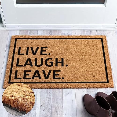 Miniatura 4 de Divertido tapete de coco – Live Laugh Leave Welcome Front Porch Decor – Tapete de goma antideslizante de fibra de coco para exteriores, 23.6 x 15.7